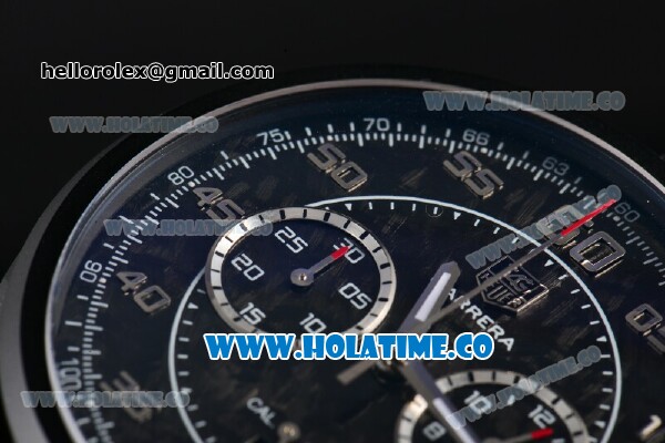 Tag Heuer Carrera Carbon Calibre 1887 Concept Chrono Swiss Valjoux 7750-SHG Automatic PVD Case with Silver Arabic Numeral Markers and Black Dial - Click Image to Close